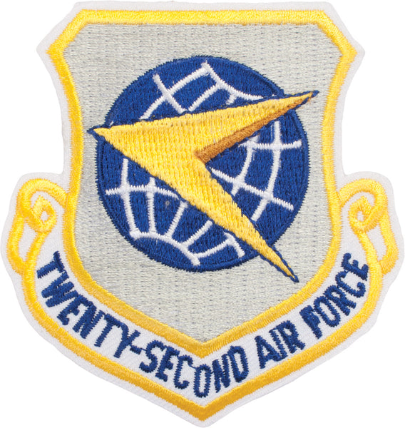 22nd Air Force Shield Patch Made In USA 3 Inch Collectible