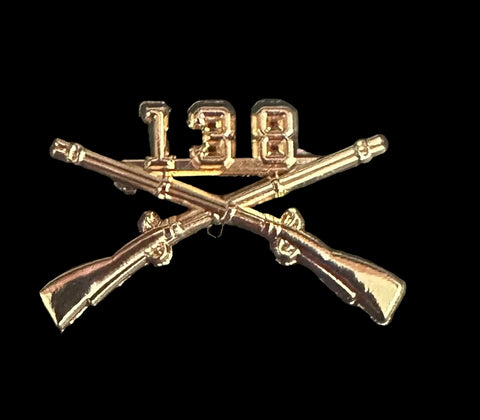 138th Infantry Officer Regimental metal badge with number 138 on top