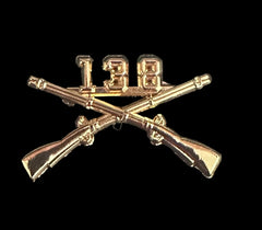 138th Infantry Officer Regimental metal badge with number 138 on top