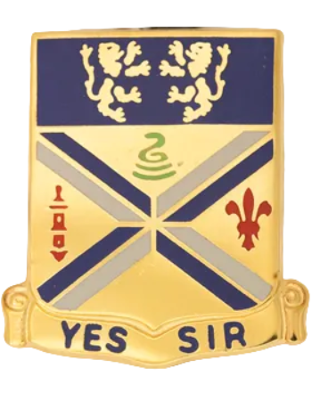 201st Field Artillery metal unit crest in gold metal 