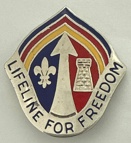 Blue, Red and yellow metal pin with Lifeline For Freedom