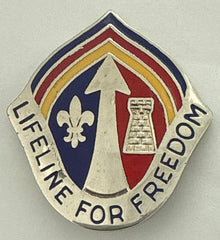 Blue, Red and yellow metal pin with Lifeline For Freedom