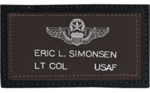 Black On Brown Leather Name Tag For Flight Jackets
