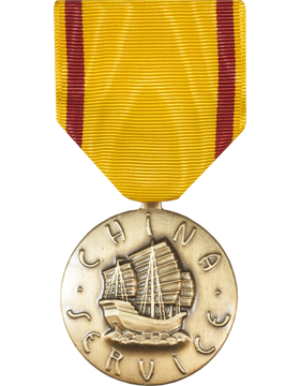 Medal with yellow ribbon and ship emblem on a white background