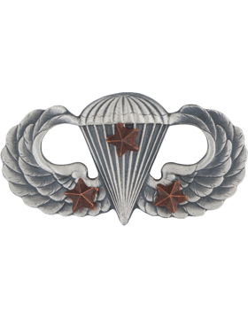 Basic Combat Parachutist wing with 3 Jumps wing in silver OX by Saunders Military Insignia