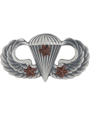 Basic Combat Parachutist wing with 3 Jumps wing in silver OX by Saunders Military Insignia