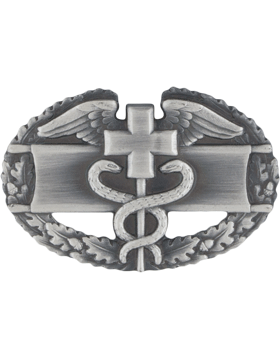Combat Medic badge 1st Award in silver OX finish by Saunders Military Insignia