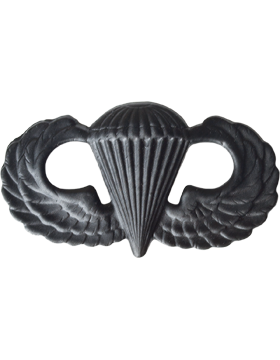 Army basic parachutists badge in black metal
