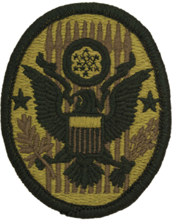 Eagle emblem patch with stars on a green ocp background
