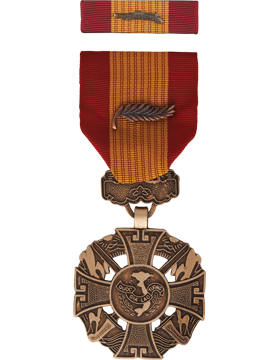 Vietnam Gallantry Cross medal with palm in the middle of the drape and ribbon slide