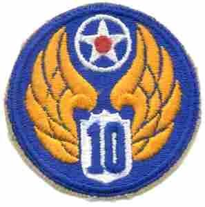 10th Air Force, Patch, Authentic WWII Repro Cut Edge - Saunders Military Insignia