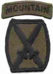 10th Mountain Division with Mountain Tab Patch with Tab, subdued - Saunders Military Insignia