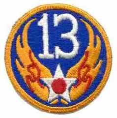 13th Air Force Patch, Authentic WWII Repro Cut Edge - Saunders Military Insignia