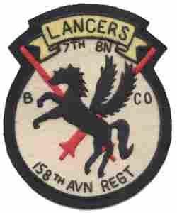 158th Aviation 7th Company B Patch, Hand Maid