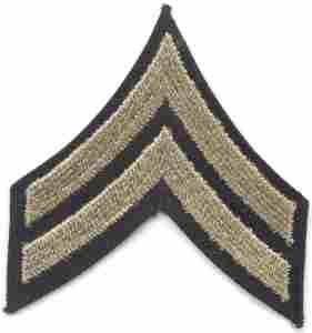 Army Corporal Chevron in black- Saunders Military Insignia
