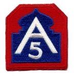 5th Army Corps Patch 2x2.5 Patch Authentic WWII Reproduction Cut Edge