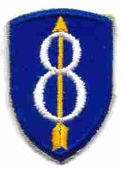 8th Infantry Division Patch, Authentic Rero WWII Cut Edge - Saunders Military Insignia