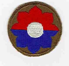 9th Infantry Division, Patch, Olive Drab Border WWII Cut Edge - Saunders Military Insignia