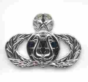 Air Force Master Band Badge Chrome Finish Metal Insignia