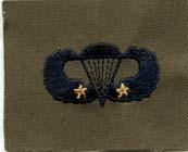 Army Basic Parachutist badge with 2 Jumps. Sew on subdued cloth. by Saunders Military Insignia