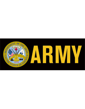 Army Logo gold on black bumper sticker by Saunders Military Insignia