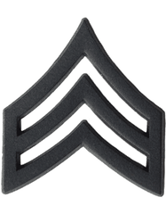 Army Sergeant (E5) Collar Rank Insignia in black metal - Saunders Military Insignia