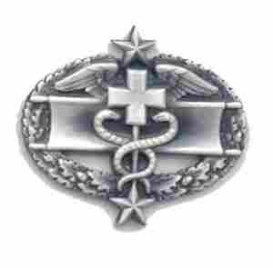 Combat Medic badge 3rd Award in silver ox finish by Saunders Military Insignia
