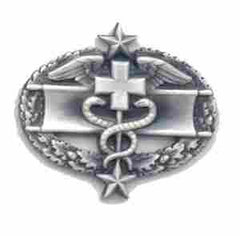 Combat Medic badge 3rd Award in silver ox finish by Saunders Military Insignia
