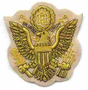 US Army Officers Cap Device in bullion by Saunders Military Insignia