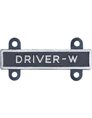 Driver W Qualification Bar or Q Bar in silver oxide - Saunders Military Insignia