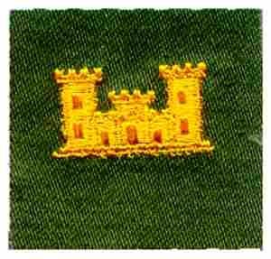 Engineer Badge, cloth, Olive Drab by Saunders Military Insignia