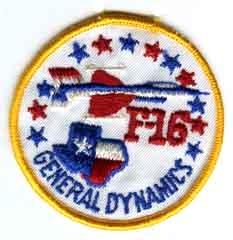 F16 General Dynamics Patch Military Aviation Collectible