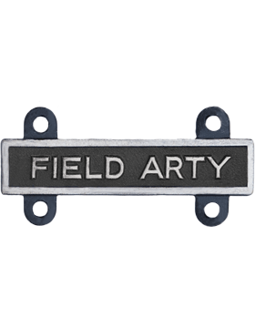 Field Artillery Qualification Bar or Q Bar in silver oxide by Saunders Military Insignia