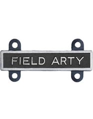 Field Artillery Qualification Bar or Q Bar in silver oxide - Saunders Military Insignia