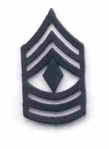 First Sergeant rank insignia in black subdued metal. by Saunders Military Insignia