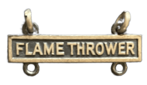 Flame Thrower Qualification Bar or Q Bar in silver oxide - Saunders Military Insignia
