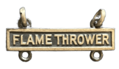 Flame Thrower Qualification Bar or Q Bar in silver oxide - Saunders Military Insignia