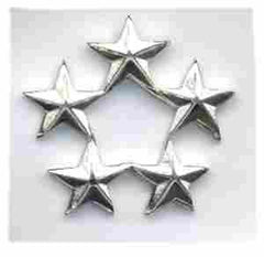 General 5 Star Silver metal rank insignia by Saunders Military Insignia