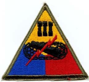 III Armored Corp Patch, Authentic WWII Repro Cut Edge On Khaki