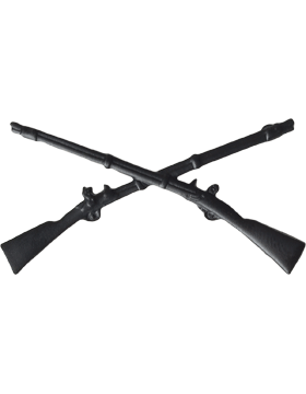 Infantry Officer Army branch of service badge in black metal - Saunders Military Insignia
