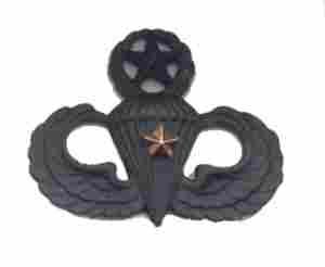 Master Parachute wing with combat star subdued metal wing