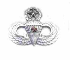 Master Parachutist Wing with 1 Combat Star in silver OX finish by Saunders Military Insignia