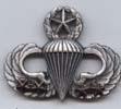 Master Parachutist wing with 4 bronze stars silver OX finish by Saunders Military Insignia