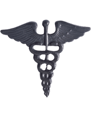 Army Medical Corps Insignia badge in black metal by Saunders Military Insignia