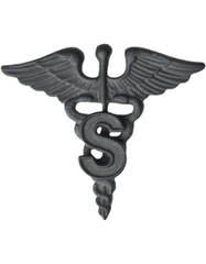 Medical Service MS Officer Army branch of service badge in black metal by Saunders Military Insignia