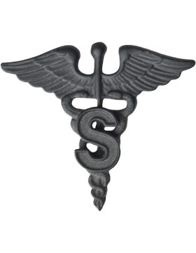 Medical Service MS Officer Army branch of service badge in black metal - Saunders Military Insignia