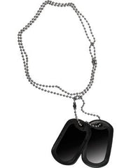 Military Dog Tag Set of 2 in Black metal. - Saunders Military Insignia