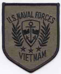 Naval Forces Vietnam Patch In Green Subdued by Saunders Military Insignia