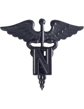 Nurse Officer Army branch of service badge in black metal by Saunders Military Insignia