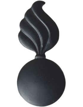 Army Ordnance Officer branch of service badge in black metal by Saunders Military Insignia